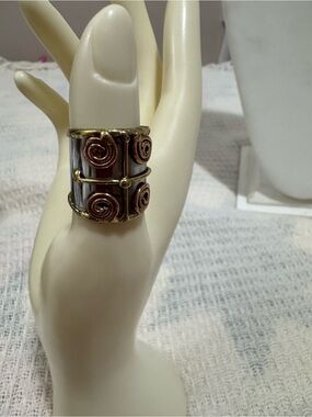 Anju Jewelry Two-Tone Spiral Statement Ring Gold Copper Silver Adjustable
